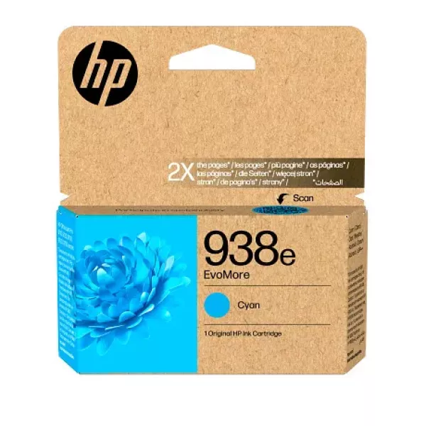 HP 938e EvoMore Cyan Original Ink Cartridge (4S6X9PE) HP 938e EvoMore Cyan Original Ink Cartridge (4S6X9PE)