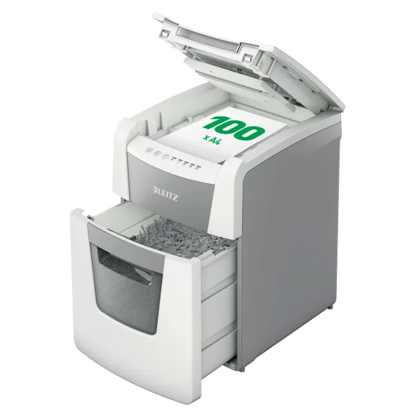 Leitz IQ Autofeed Office 100X P4 Cross Cut Paper Shredder (100 Sheet) Leitz IQ Autofeed Office 100X P4 Cross Cut Paper Shredder (100 Sheet)