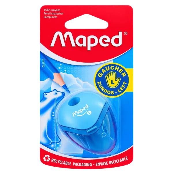 Maped Left-Handed Pencil Sharpener Yellow 032210 Maped 1-Hole Left-Handed Pencil Sharpener Yellow 032210