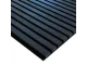 Angled close-up of Parrot Black Wood slats mounted on black acoustic felt backing