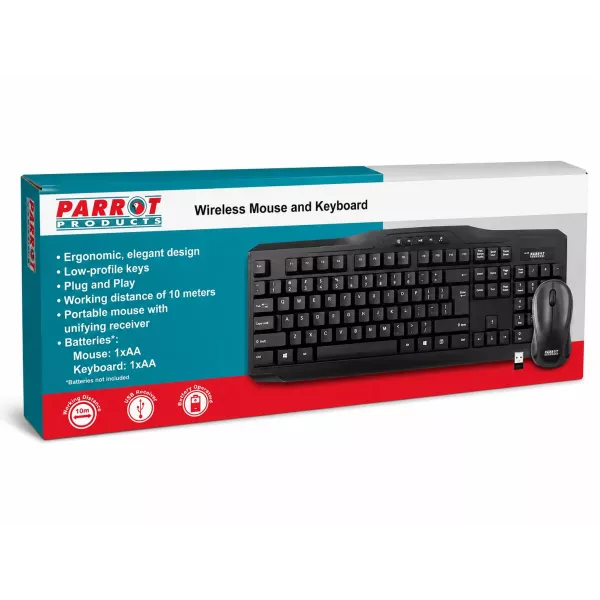 Parrot IC0003 wireless keyboard and mouse combo with USB receiver
