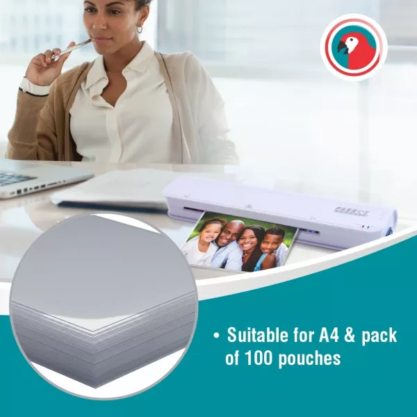 PARROT A4 Laminating Pouches Gloss 160 Micron Box 100 PARROT A4 gloss laminating pouches 160 micron box of 100 for certificates, notices and office documents