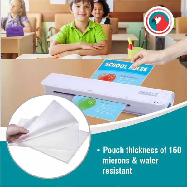 PARROT A4 Laminating Pouches Gloss 160 Micron Box 100 PARROT A4 gloss laminating pouches 160 micron box of 100 for certificates, notices and office documents
