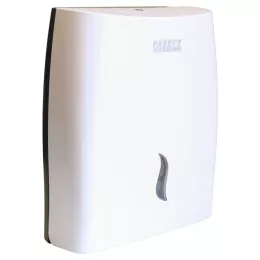 Parrot JA0507 white plastic paper hand towel dispenser front view with viewing window