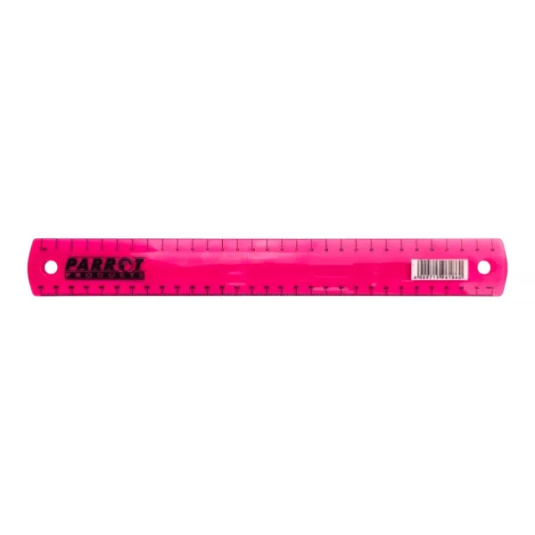 Parrot Plastic Ruler 30cm Pink Transparent Metric Measuring Ruler Parrot Plastic Ruler 30cm Pink Transparent Metric Measuring Ruler