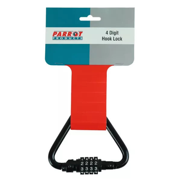 Parrot Hook Lock Front View AL6302 Parrot AL6302 hook lock front view with 4 digit combination dial