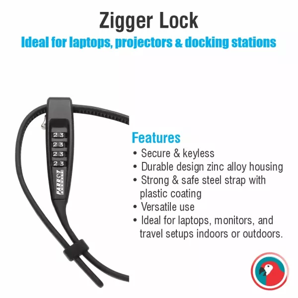Parrot AL6301 zigger lock front view showing combination mechanism