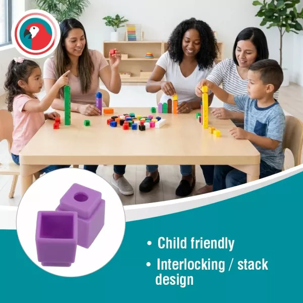 Pack view of Parrot Counting Cubes 100 Piece AB1012 with colourful cubes and navy blue laces
