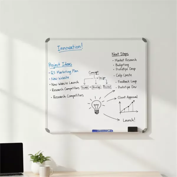Parrot BD0944 Magnetic Whiteboard 1000x1000mm front view with aluminium frame
