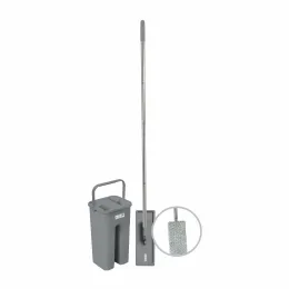 Parrot flat head mop with 6.5 L dual-chamber bucket and stainless steel pole