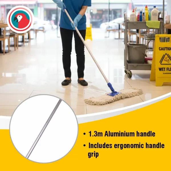 Parrot complete 600 mm cotton dust mop sweeper with aluminium handle and blue frame