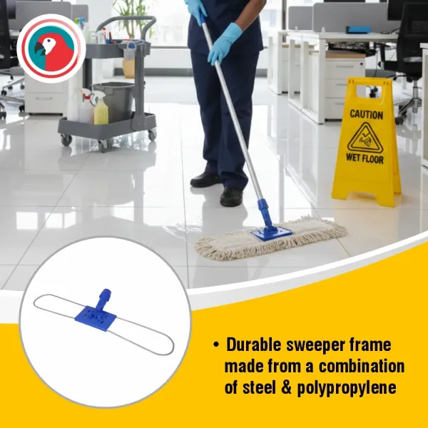 Parrot complete 600 mm cotton dust mop sweeper with aluminium handle and blue frame