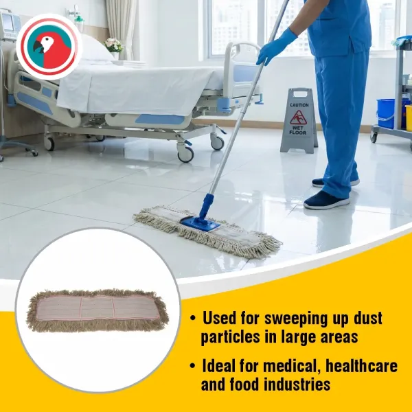 Parrot complete 600 mm cotton dust mop sweeper with aluminium handle and blue frame