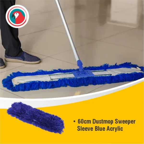 Parrot Acrylic Dust Mop Sweeper Sleeve 600 mm Blue Parrot blue 600 mm acrylic dust mop sweeper sleeve for dry floor cleaning