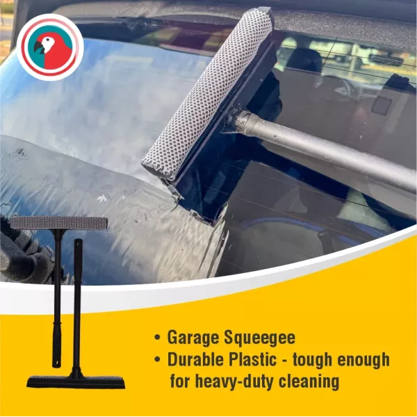Parrot Squeegee Garage Plastic shown in front product view with black handle and rubber blade