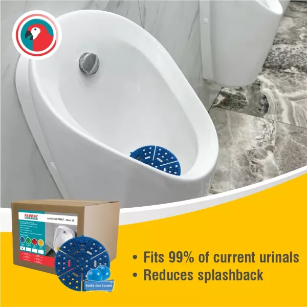 Parrot JA0404BB-10 blue bubble gum PMAT urinal mat pack of 10 in retail packaging