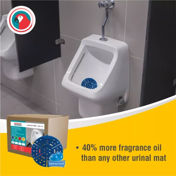 Parrot JA0404BB-10 blue bubble gum PMAT urinal mat pack of 10 in retail packaging