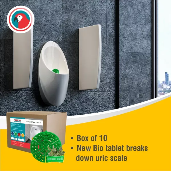 Parrot JA0404GE-10 green eucalyptus PMAT urinal mat pack of 10 in retail packaging