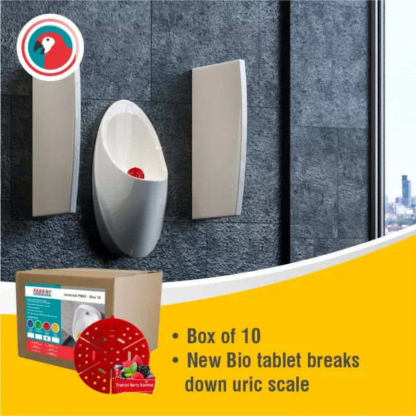 Parrot JA0404RT-10 red tropical berry urinal mat pack of 10 Parrot JA0404RT-10 red tropical berry PMAT urinal mat pack of 10 in retail packaging