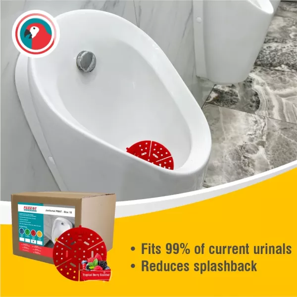 Parrot JA0404RT-10 red tropical berry urinal mat pack of 10 Parrot JA0404RT-10 red tropical berry PMAT urinal mat pack of 10 in retail packaging