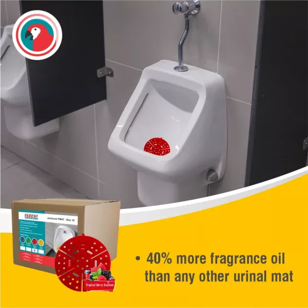 Parrot JA0404RT-10 red tropical berry urinal mat pack of 10 Parrot JA0404RT-10 red tropical berry PMAT urinal mat pack of 10 in retail packaging