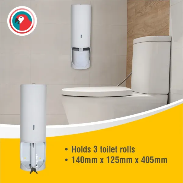 Parrot TR3 Lockable Toilet Roll Holder - White Parrot TR3 Lockable Toilet Roll Holder - White