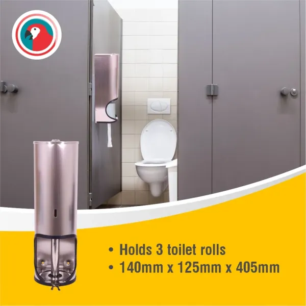Parrot TR3 Lockable Toilet Roll Holder - Stainless Steel
