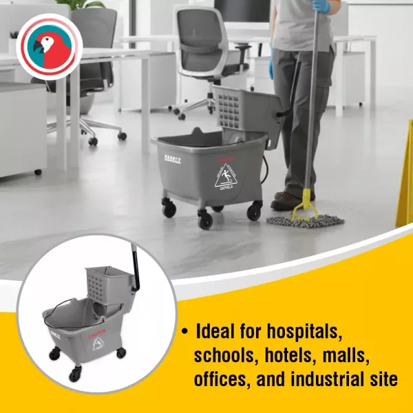 Parrot Janitorial Mop Wringer Trolley 34L Commercial Cleaning Bucket Parrot Janitorial Mop Wringer Trolley 34L Commercial Cleaning Bucket