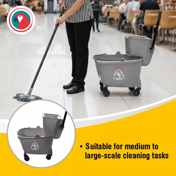 Parrot Janitorial Mop Wringer Trolley 34L Commercial Cleaning Bucket Parrot Janitorial Mop Wringer Trolley 34L Commercial Cleaning Bucket