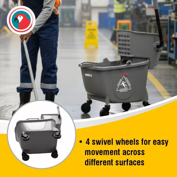 Parrot Janitorial Mop Wringer Trolley 34L Commercial Cleaning Bucket Parrot Janitorial Mop Wringer Trolley 34L Commercial Cleaning Bucket