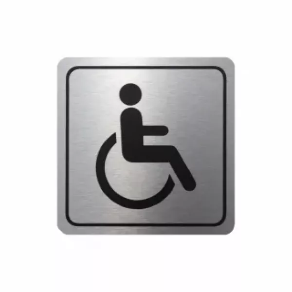 PARROT Disabled Toilet Symbolic Sign - Black Printed on Brushed Aluminium ACP - 150 x 150mm PARROT Disabled Toilet Symbolic Sign - Black Printed on Brushed Aluminium ACP - 150 x 150mm