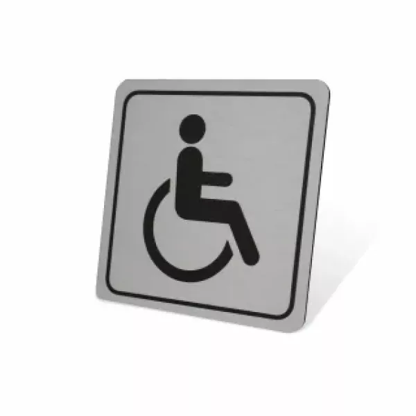 PARROT Disabled Toilet Symbolic Sign - Black Printed on Brushed Aluminium ACP - 150 x 150mm PARROT Disabled Toilet Symbolic Sign - Black Printed on Brushed Aluminium ACP - 150 x 150mm