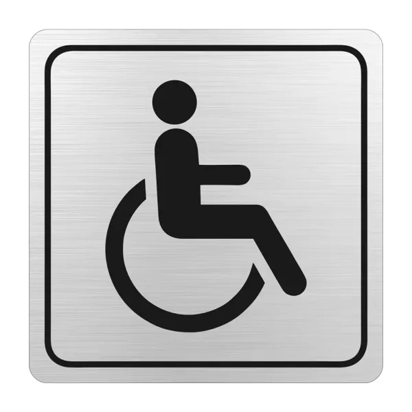 PARROT Disabled Toilet Symbolic Sign - Black Printed on Brushed Aluminium ACP - 150 x 150mm PARROT Disabled Toilet Symbolic Sign - Black Printed on Brushed Aluminium ACP - 150 x 150mm