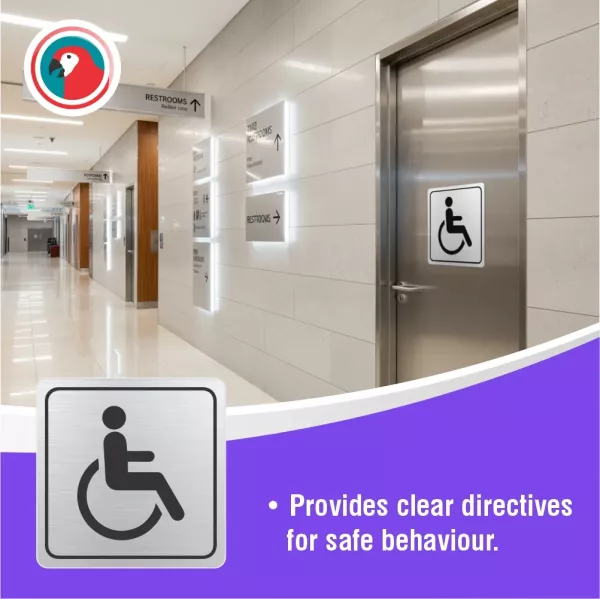 PARROT Disabled Toilet Symbolic Sign - Black Printed on Brushed Aluminium ACP - 150 x 150mm PARROT Disabled Toilet Symbolic Sign - Black Printed on Brushed Aluminium ACP - 150 x 150mm