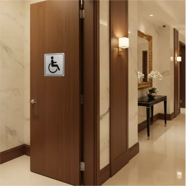 PARROT Disabled Toilet Symbolic Sign - Black Printed on Brushed Aluminium ACP - 150 x 150mm PARROT Disabled Toilet Symbolic Sign - Black Printed on Brushed Aluminium ACP - 150 x 150mm