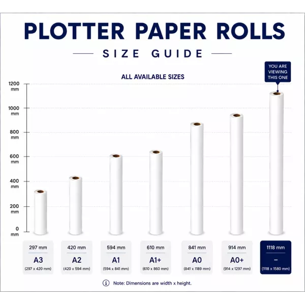 Bond Paper Plotter Roll 1118mm x 50m 80gsm (50mm Core) Bond Paper Plotter Roll 1118mm x 50m 80gsm (50mm Core)