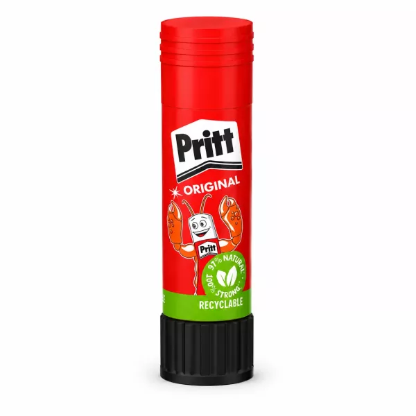 Pritt Original Glue Stick 43g red recyclable tube with black twist base for school, office and craft use