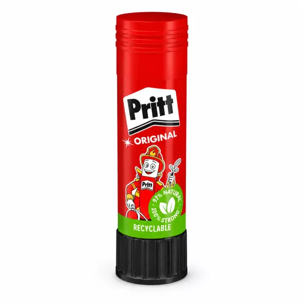 Pritt Original Glue Stick 43g red recyclable tube with black twist base for school, office and craft use