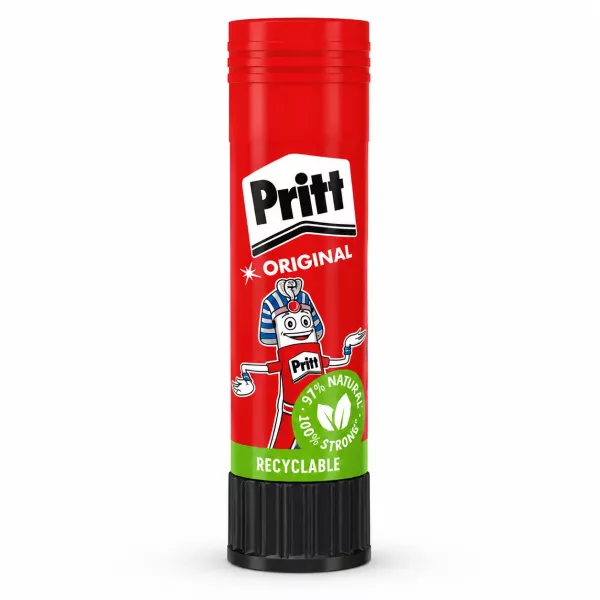 Pritt Original Glue Stick 43g red recyclable tube with black twist base for school, office and craft use