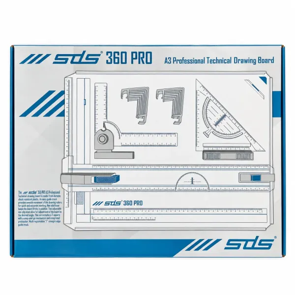 SDS 360 Pro A3 professional technical drawing board with drafting accessories