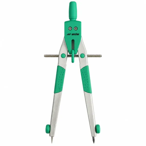 SDS green bow compass set in transparent storage case with SDS branding