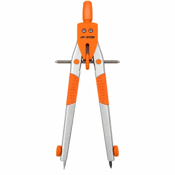 SDS Bow Compass Set Orange - Closed Case SDS orange bow compass set in transparent storage case with SDS branding
