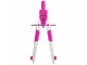 SDS pink bow compass with metal legs, central adjustment wheel and interchangeable lead holder