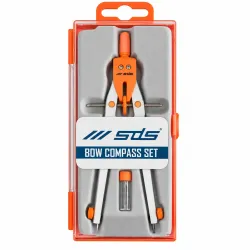 SDS orange bow compass set in transparent storage case with SDS branding