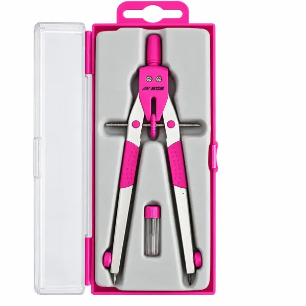 SDS pink bow compass set in transparent protective case with original SDS product branding