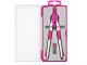 SDS pink precision bow compass displayed in open transparent case with spare lead holder