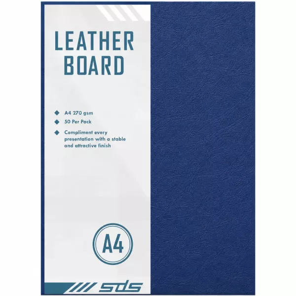 SDS A4 Binding Cover Leather Grain 270gsm Blue - Pack of 50