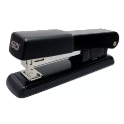 STD M600 Metal Half Strip Stapler Front Angle STD M600 black metal half strip stapler front angled view for office and desktop stapling