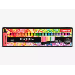 STABILO BOSS Original 23 colour highlighter desk set front packaging view
