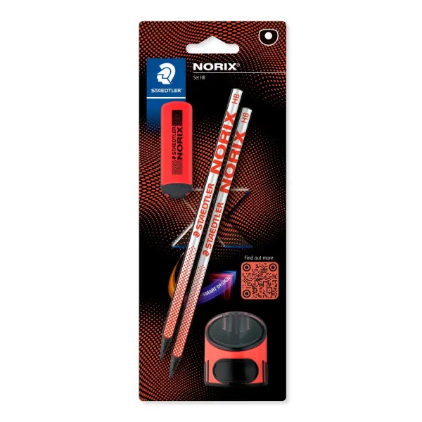 STAEDTLER NORIX 181 HB coral pencil set with eraser and sharpener